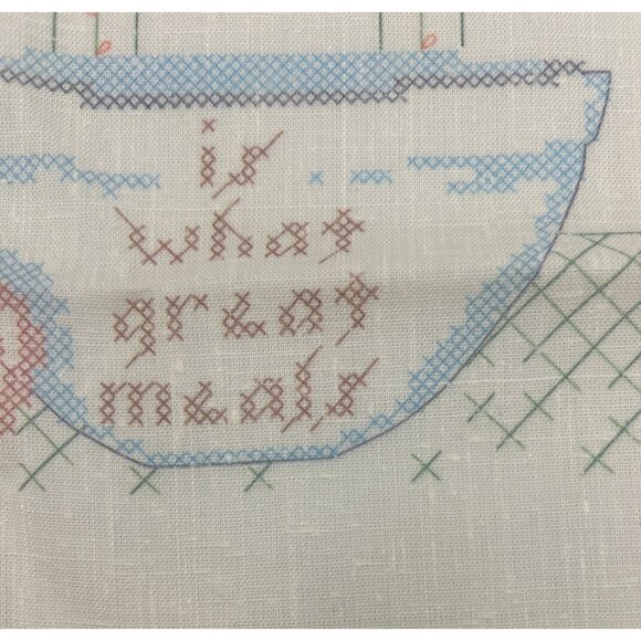 Vintage 1976 Sooz Inc. Cross Stitch "A Pinch Of Salt" Kitchen Decor Started Vtg - Picture 5 of 8